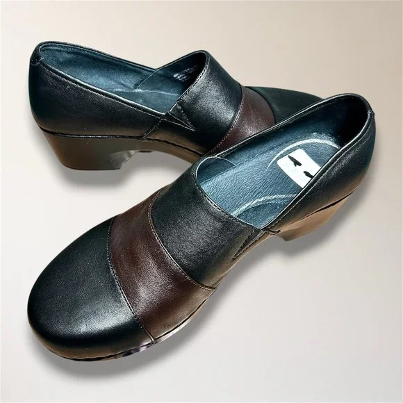 Dansko Tenley Black Brown Nappa Leather Clogs Comfort Work Nurse Shoes Womens 42 - Picture 2 of 12